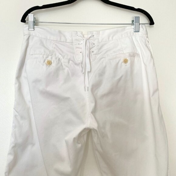 J CREW WOMEN'S SAILOR CHINO WHITE BUTTON FRONT BACK LACE UP PANTS - 6 - Picture 4 of 9